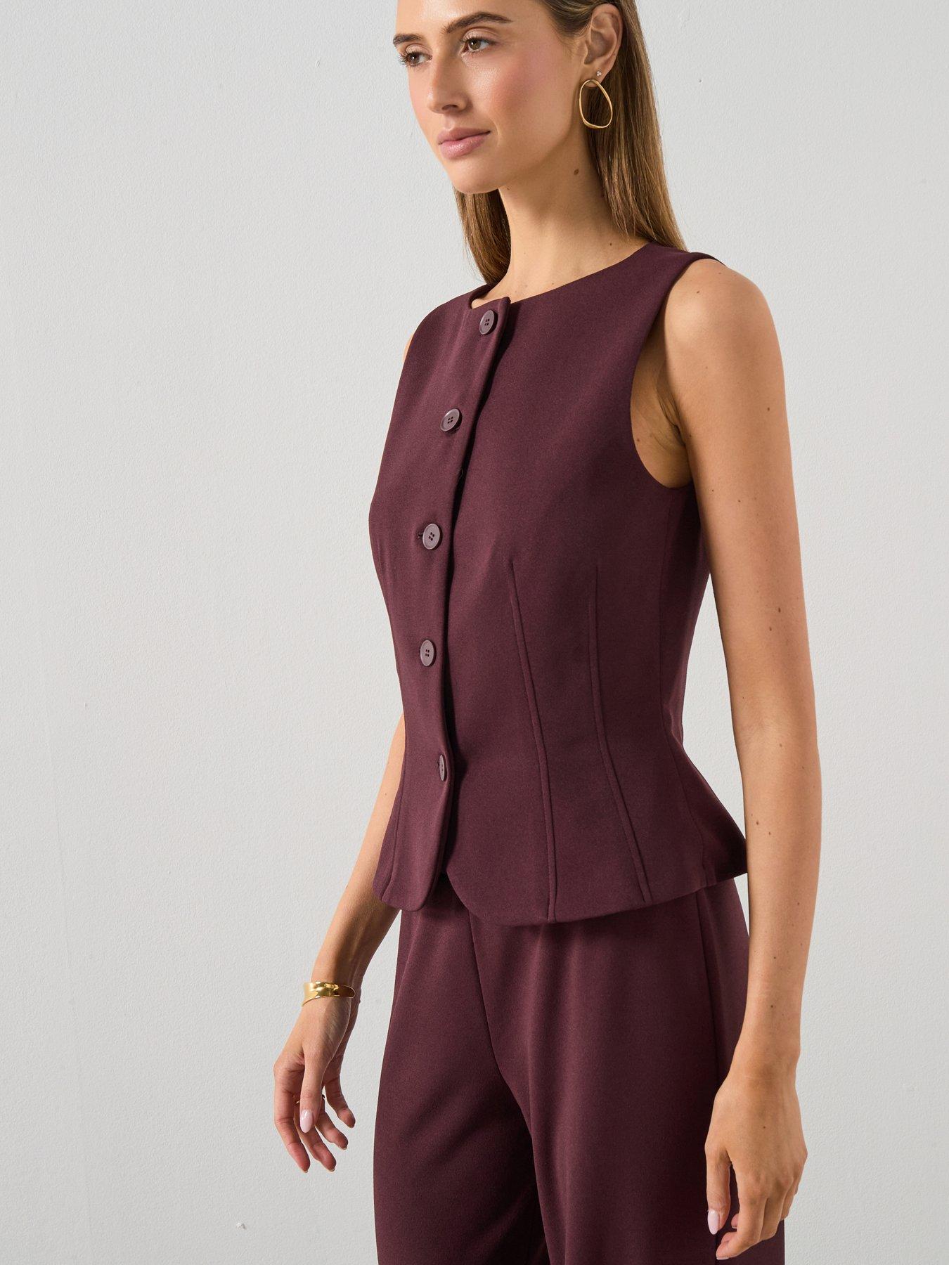 Image 5 of 6 of Mango Suit Waistcoat With Buttons - Red