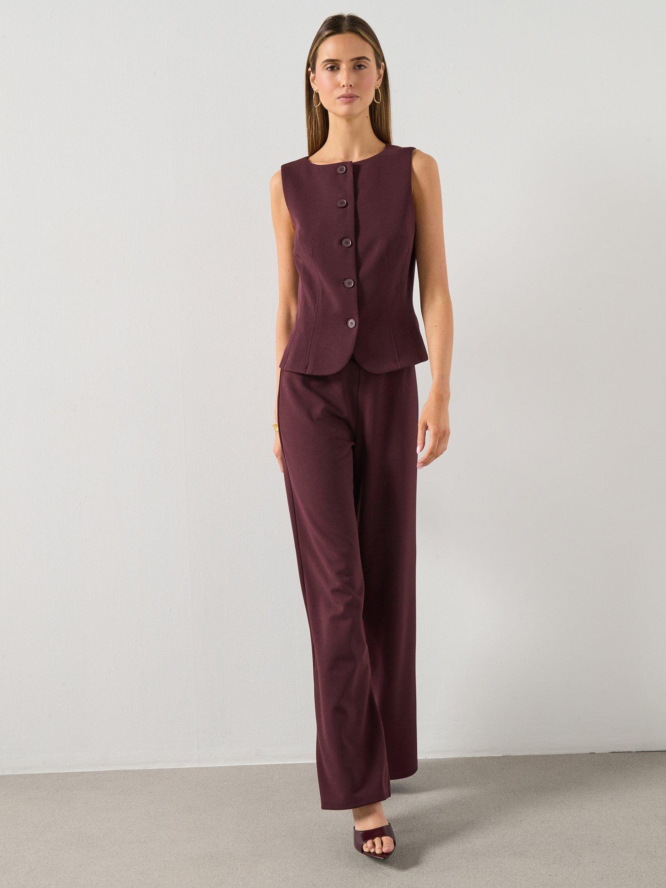 Image 6 of 6 of Mango Suit Waistcoat With Buttons - Red