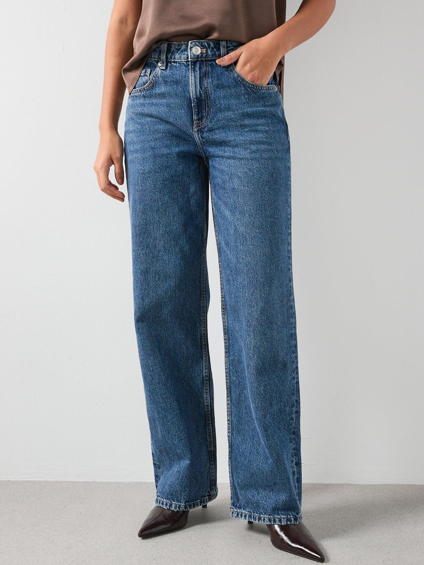 Mango Straight Low-Waist Jeans - Blue