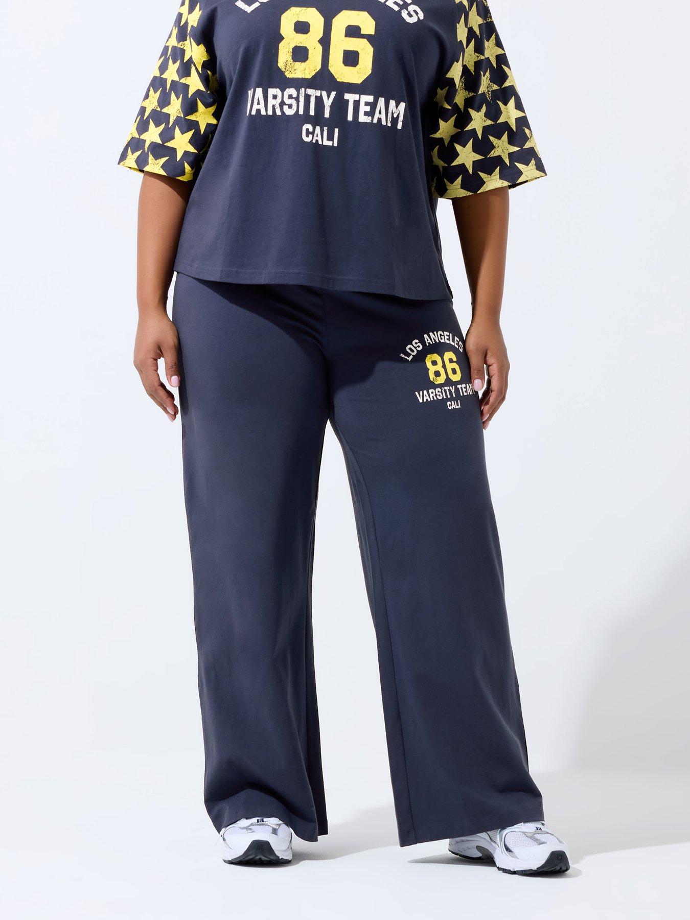 Yours Curve '86 Print Straight Leg Legging - Blue