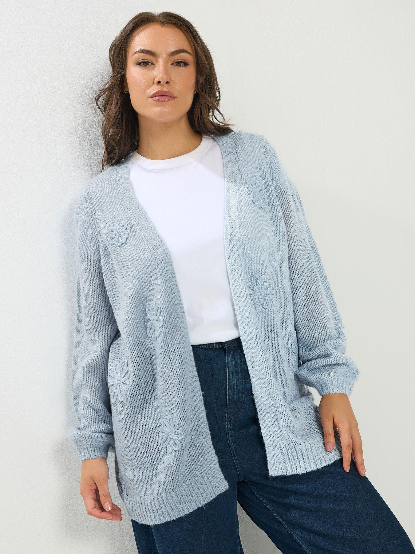 Yours Curve Lofty Yarn Applique Flower Cardigan