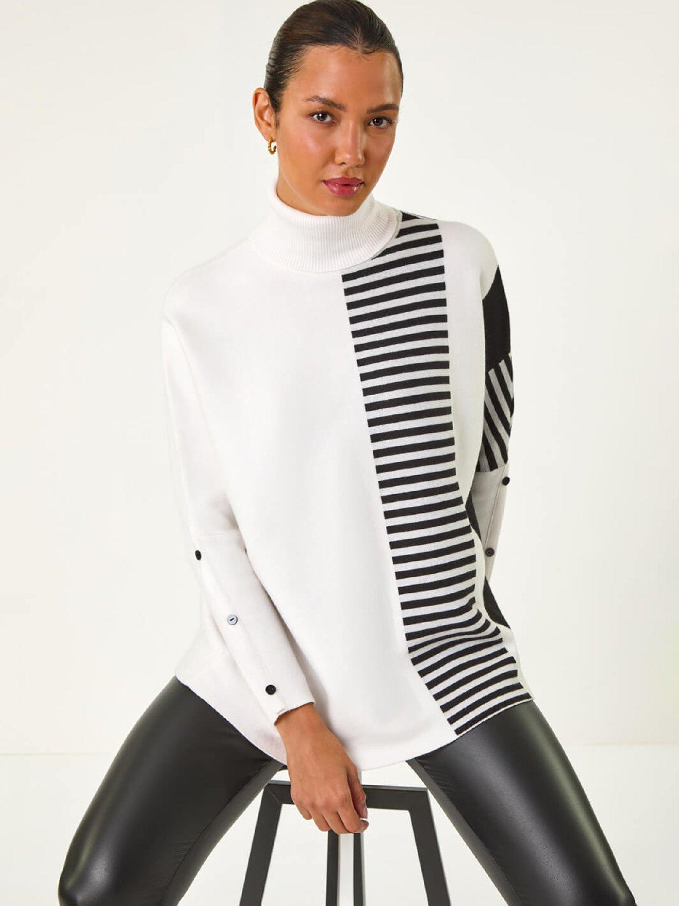 Roman Stripe Colour Block Jumper - Ivory
