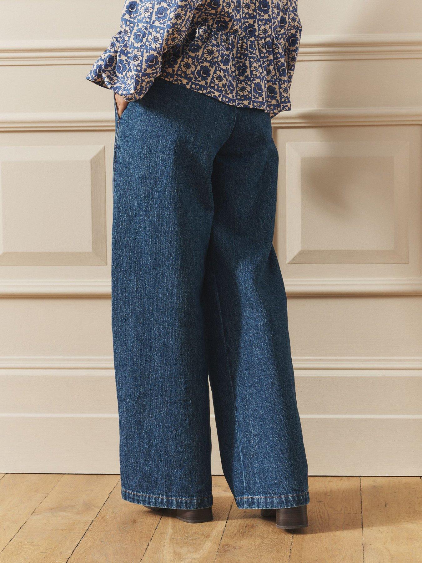 Image 2 of 7 of Laura Ashley Button Up Front Jeans - Navy