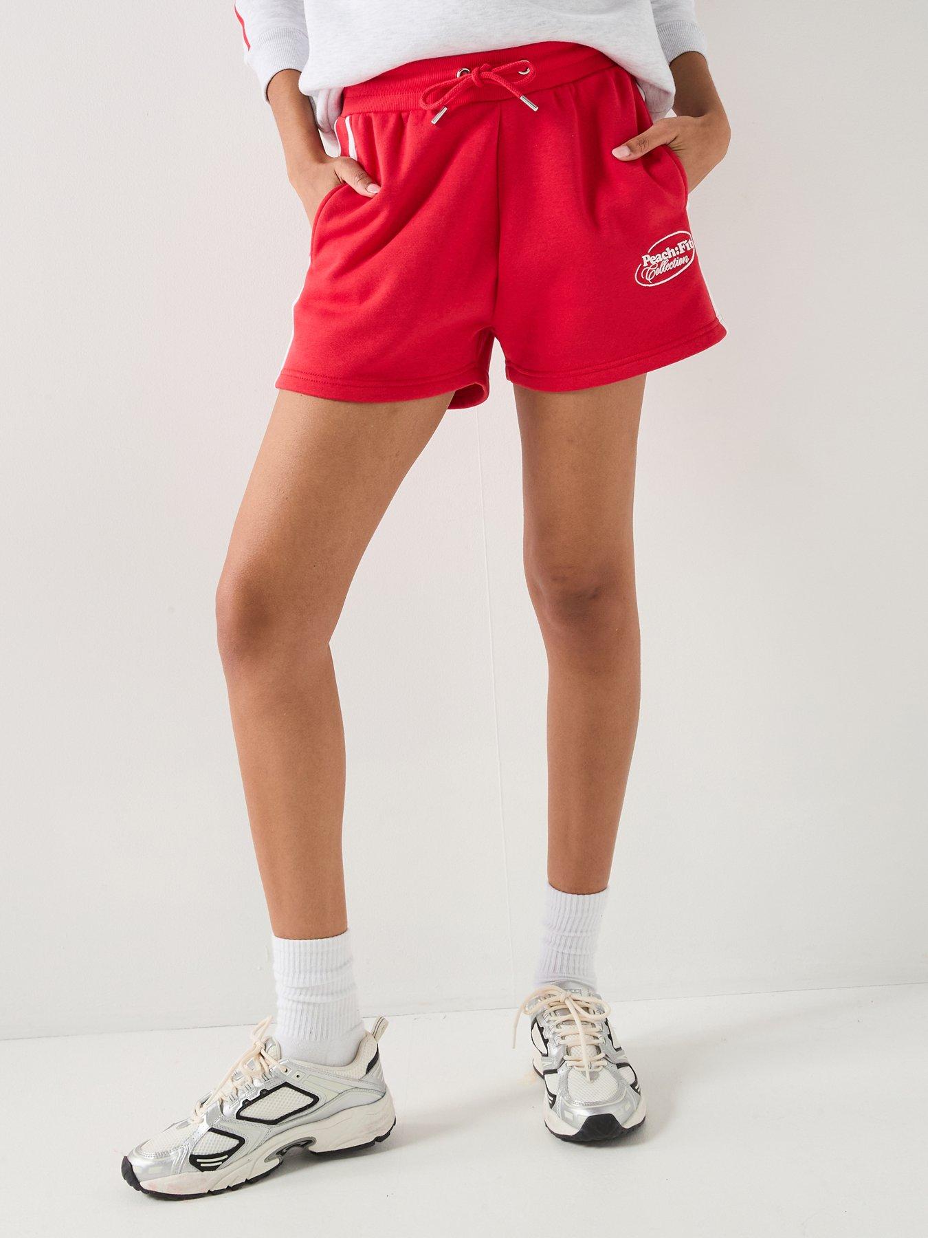 Peach Fit Womens Cotton Poly Shorts - Red