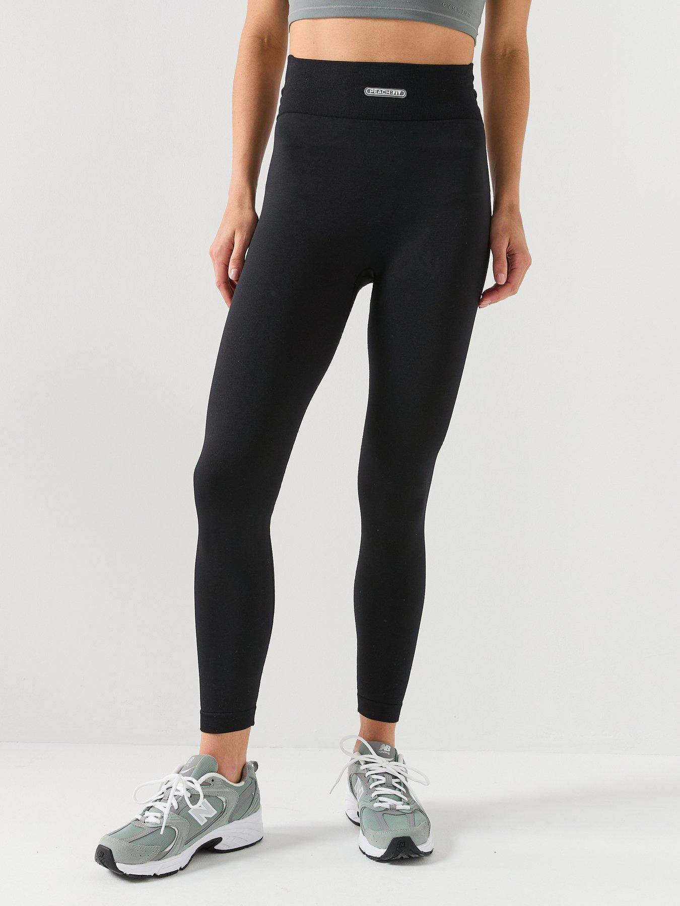 Peach Fit Womens High Waisted Seamless Leggings - Black