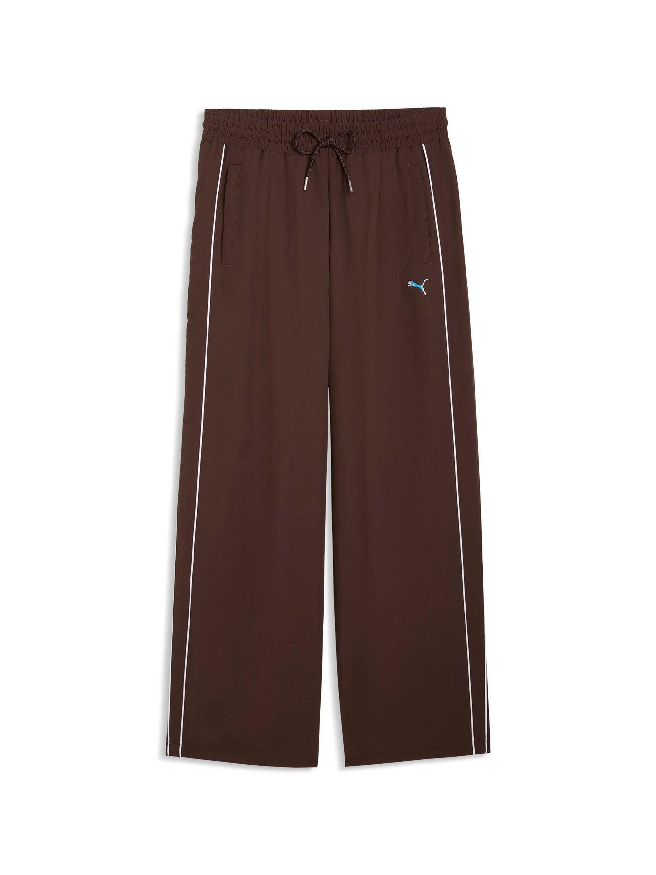 Puma Womens T7 Piping Relaxed Woven Track Pants - Brown