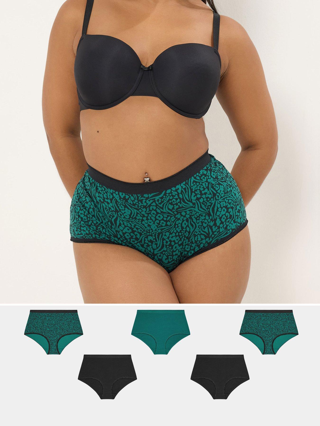 Image 1 of 6 of Yours Curve 5 Pack Mixed Animal Full Briefs