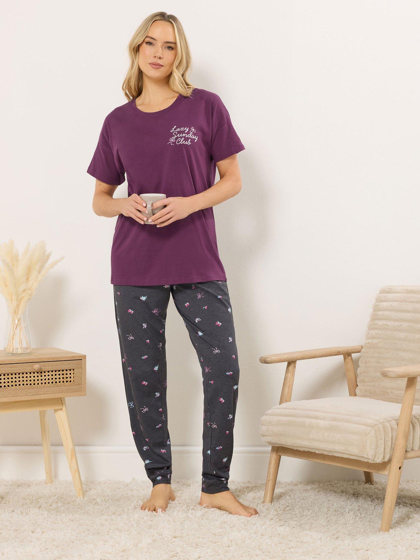 Long Tall Sally 'Lazy Sunday' Short Sleeve Cuffed Leg Pyjama Set - Red