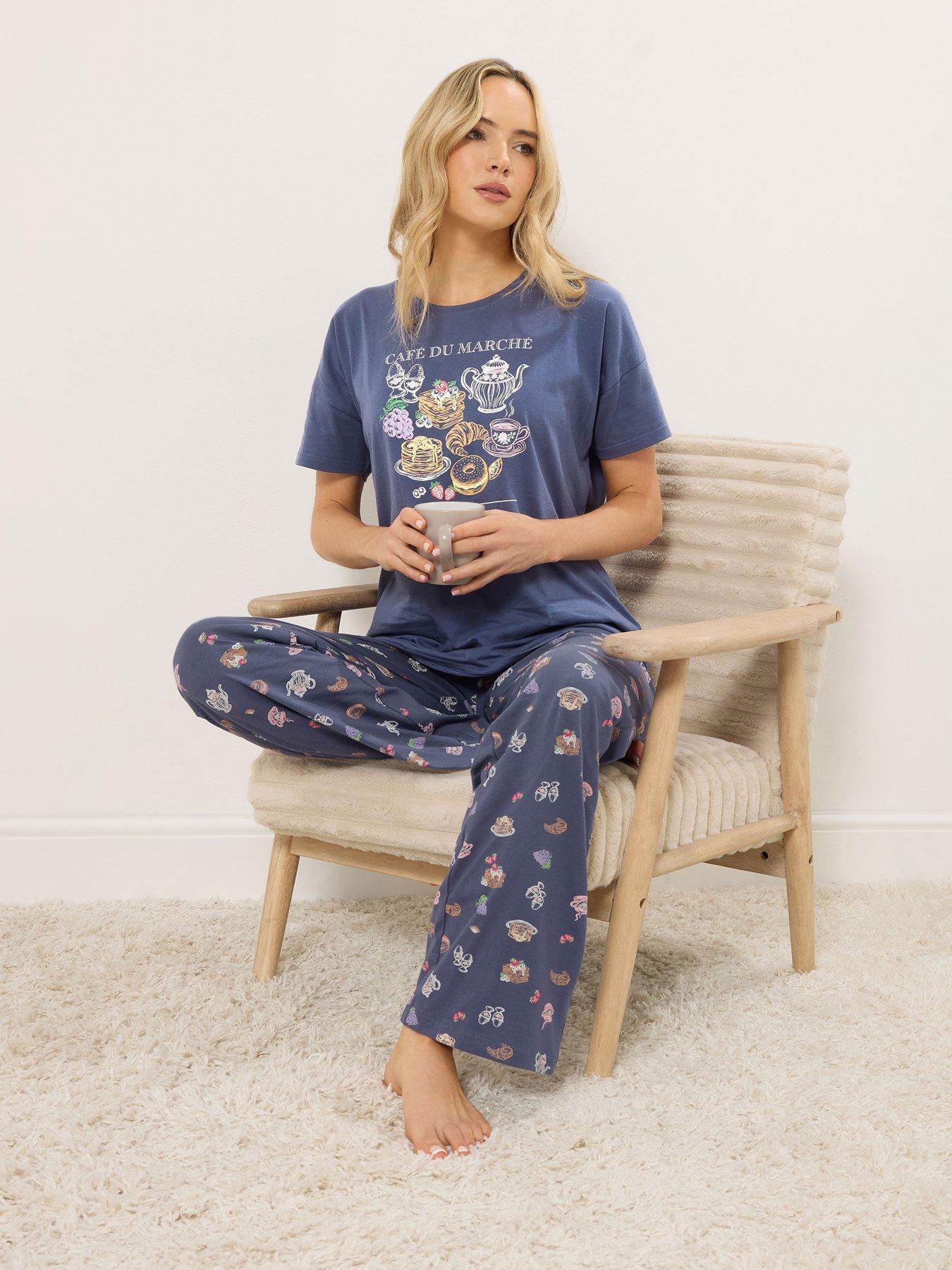 Long Tall Sally Breakfast Club Short Sleeve Wide Leg Pyjama Set