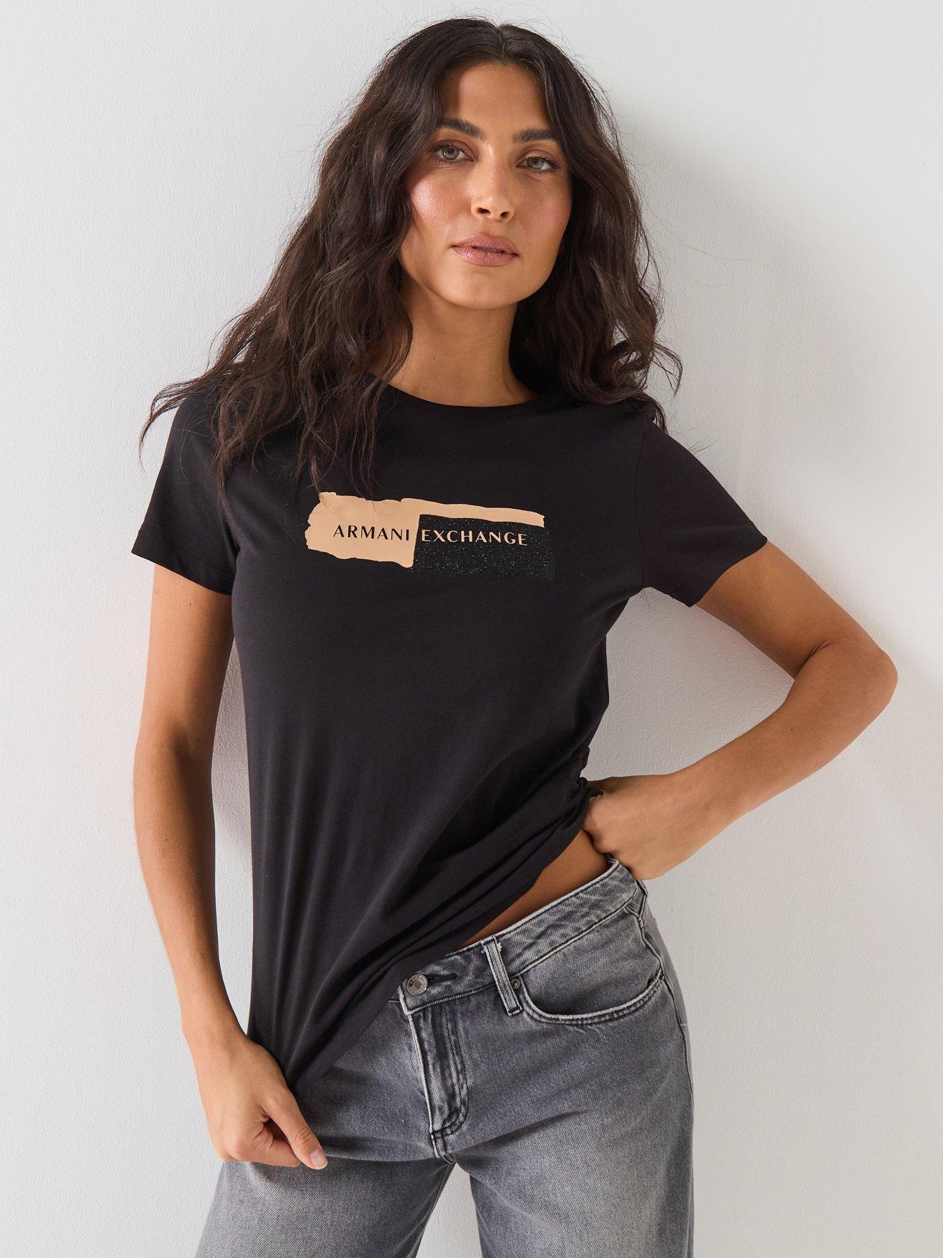 Armani Exchange Logo T-Shirt - Black | Very