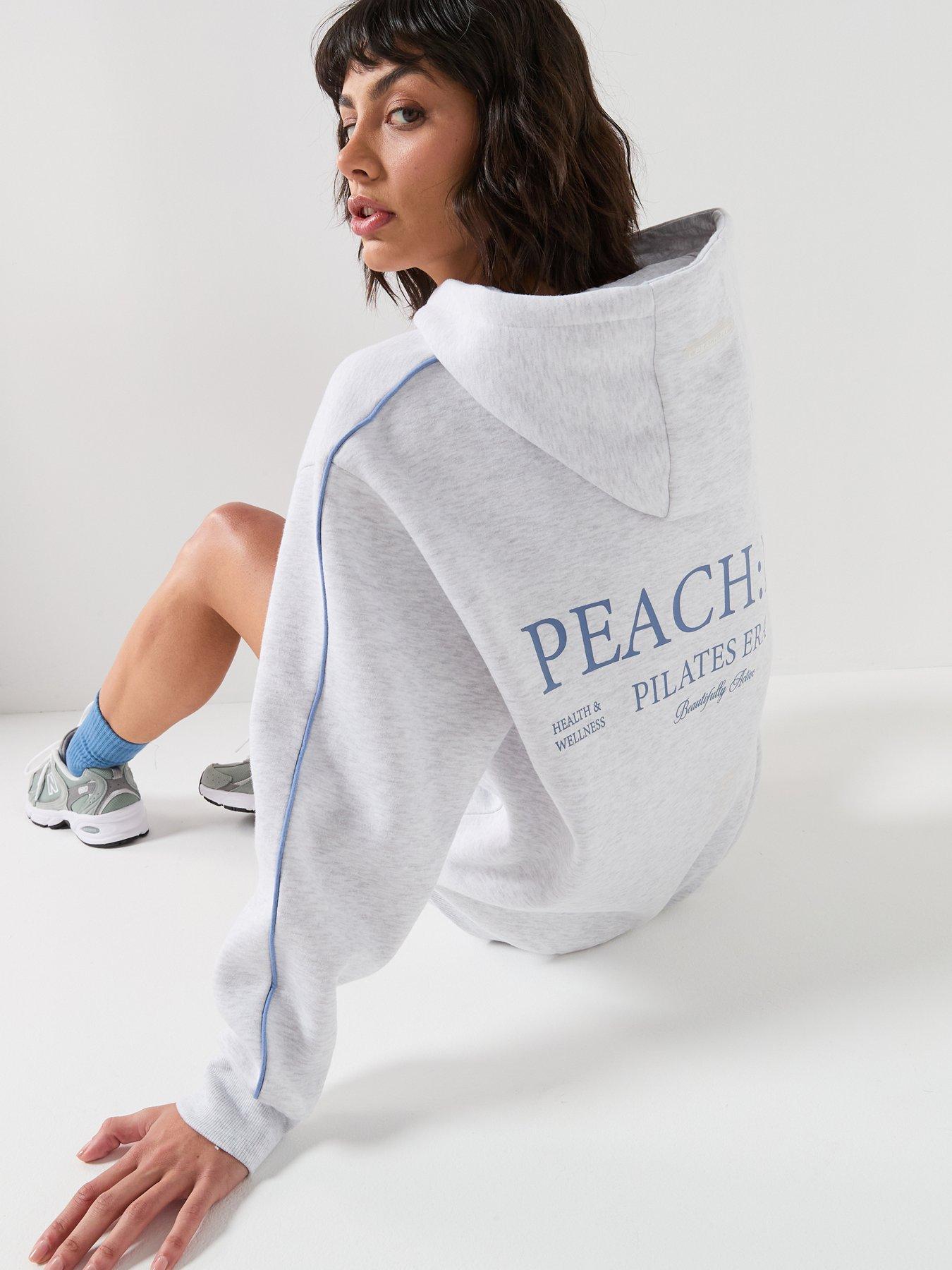 Peach Fit Womens Cotton Poly Long Sleeve Overhead Hoodie - Grey