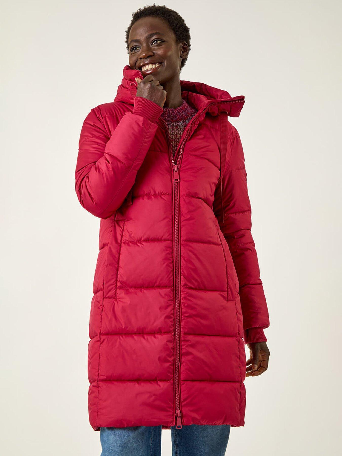 Roman Longline Padded Hooded Coat - Red