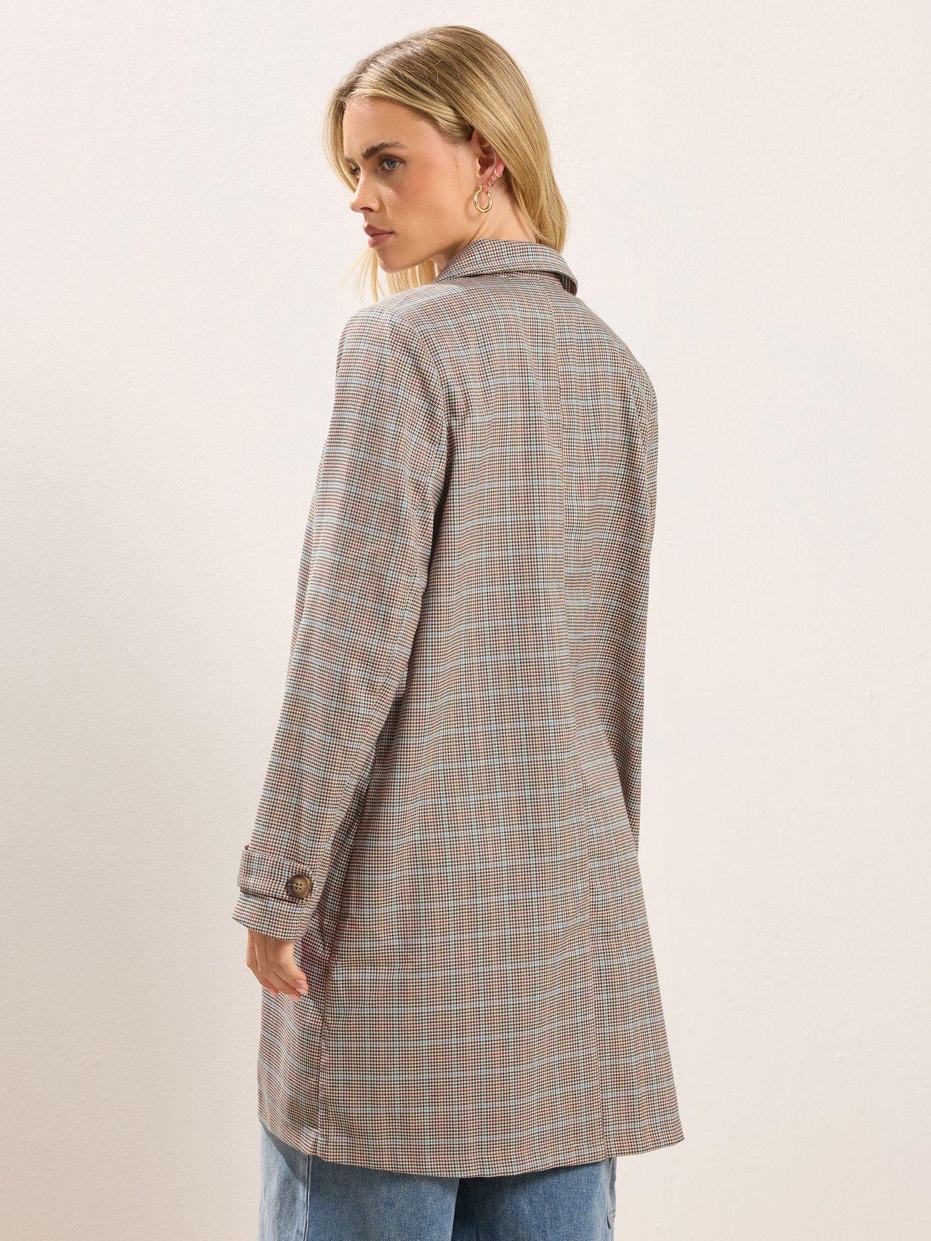 Image 2 of 5 of PixieGirl Petite Duster Check Car Coat - Grey