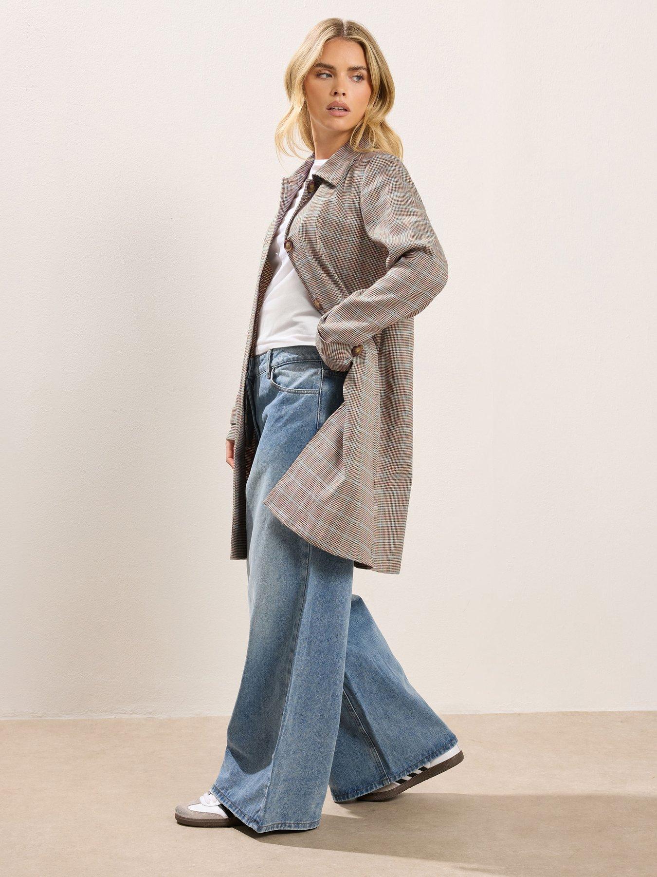 Image 3 of 5 of PixieGirl Petite Duster Check Car Coat - Grey