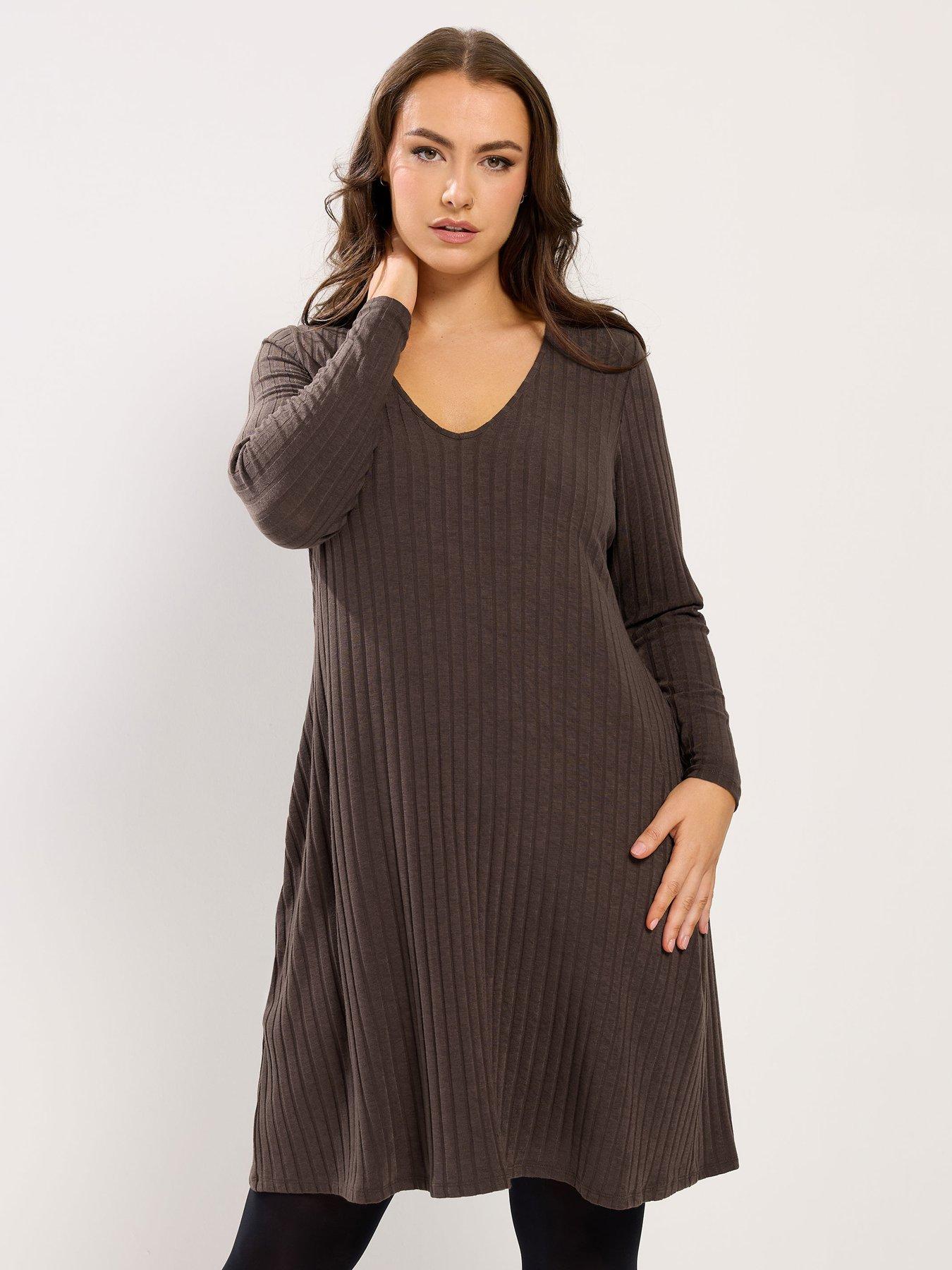 Yours Curve Short Flare Wide Rib Dress