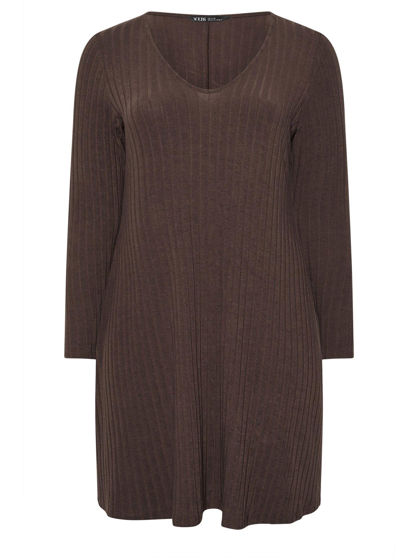 Yours Curve Short Flare Wide Rib Dress | Very