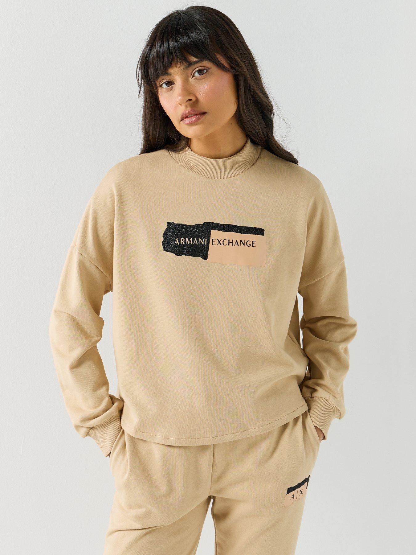 Image 1 of 4 of Armani Exchange Logo Sweatshirt - Beige