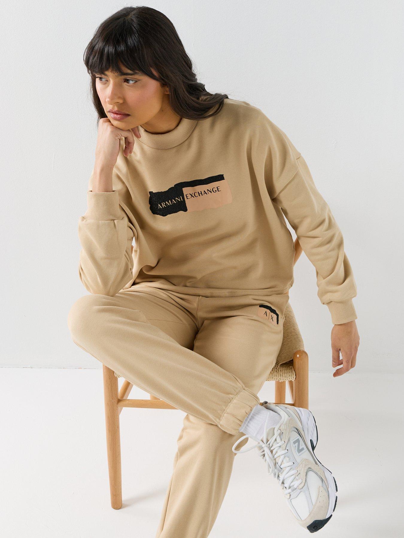 Image 4 of 4 of Armani Exchange Logo Sweatshirt - Beige