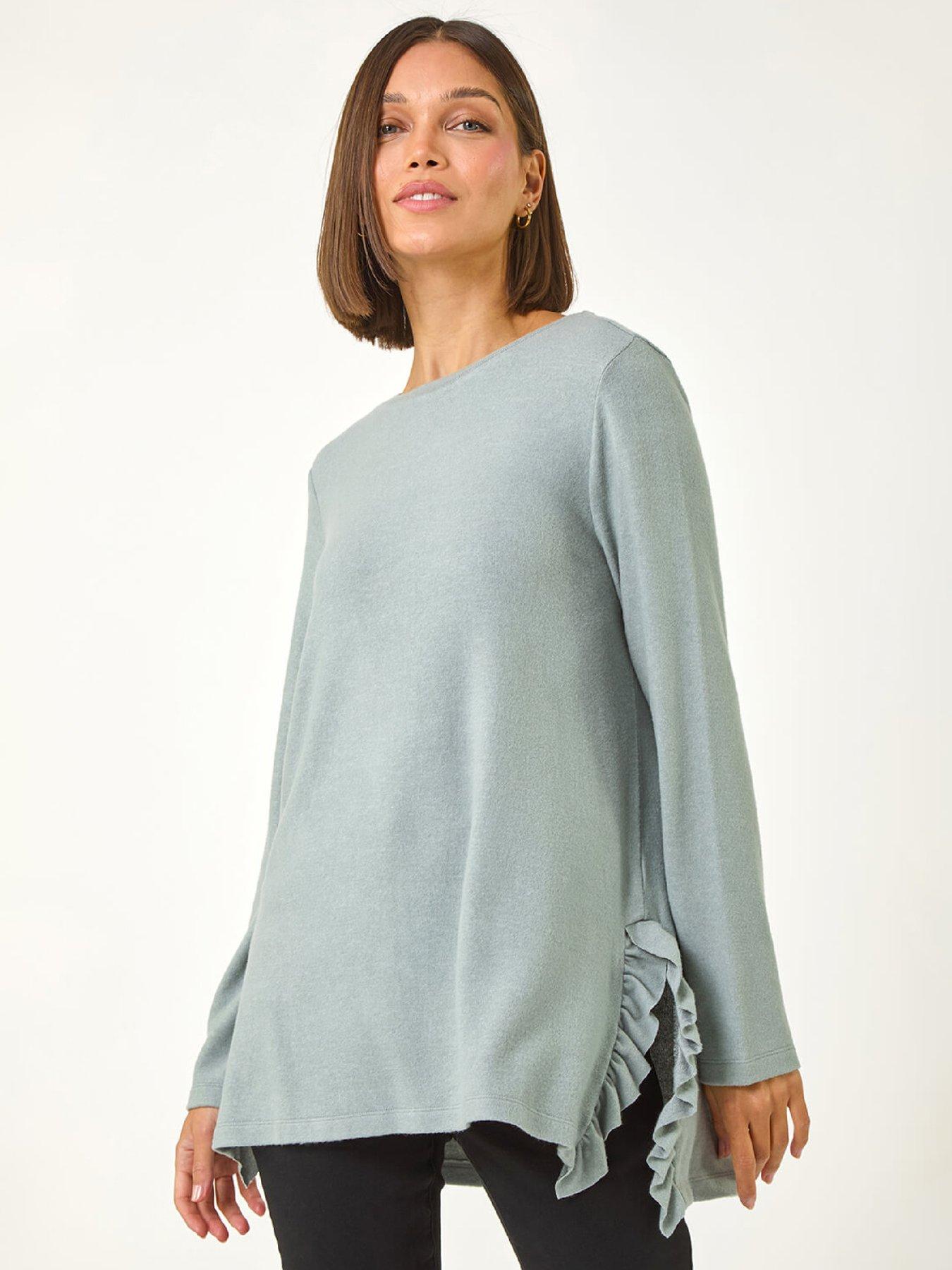 Roman Soft Touch Side Ruffle Top - Sage