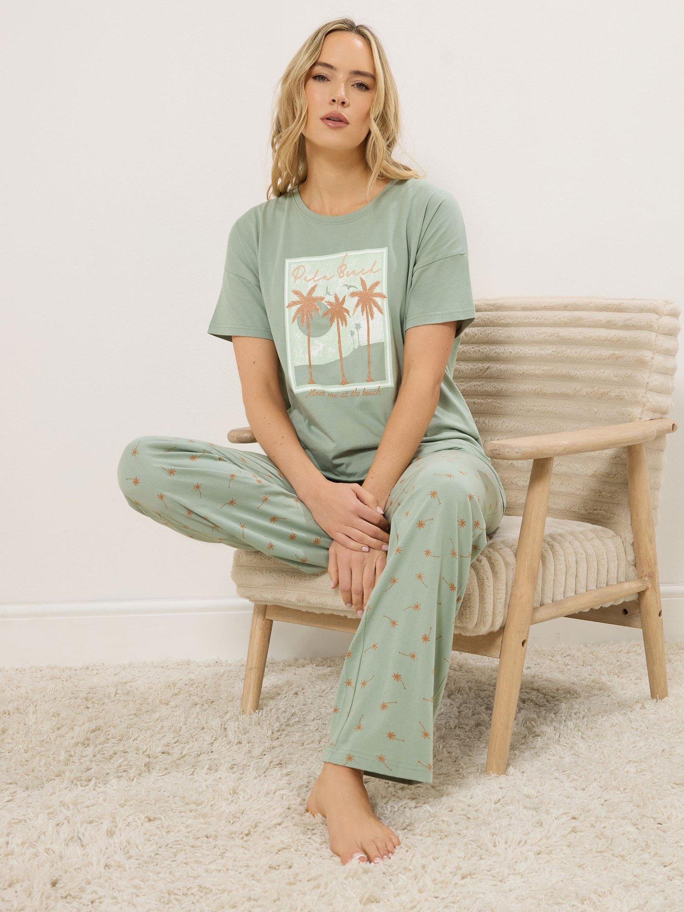 Long Tall Sally Tall Palm Beach Short Sleeve Wide Leg Pyjama Set