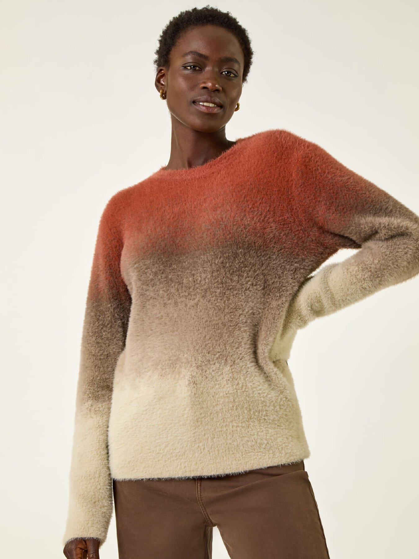 Roman Fluffy Ombre Knit Jumper - Brown
