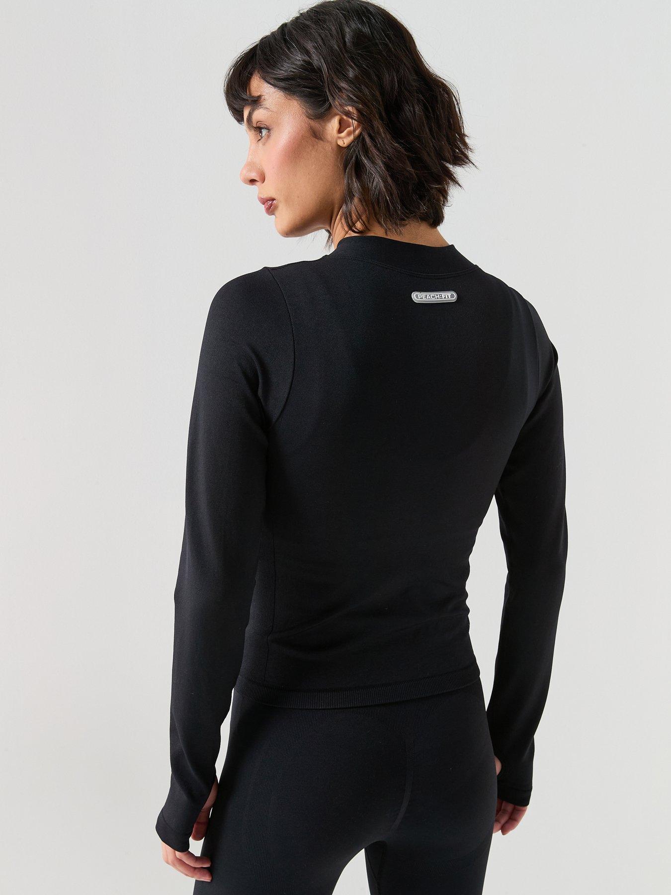 Image 2 of 6 of Peach Fit Womens Zip Through Top - Black