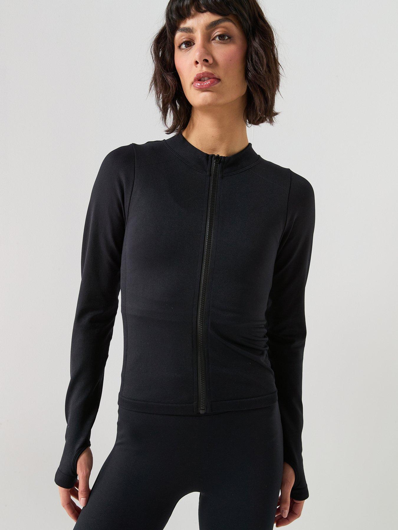 Image 5 of 6 of Peach Fit Womens Zip Through Top - Black
