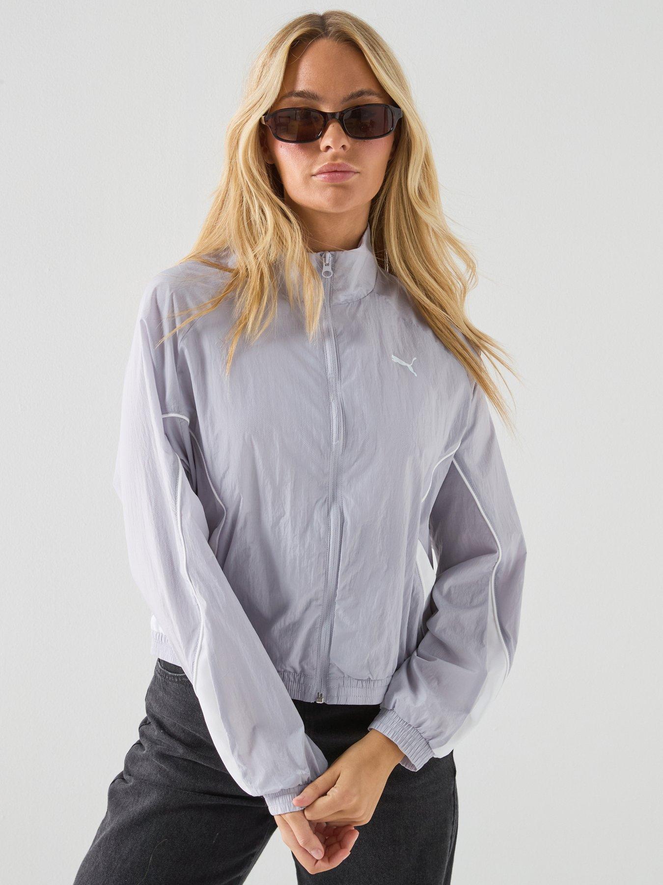 Puma: Womens Sport Relaxed Woven Full-Zip Jacket - Silver
