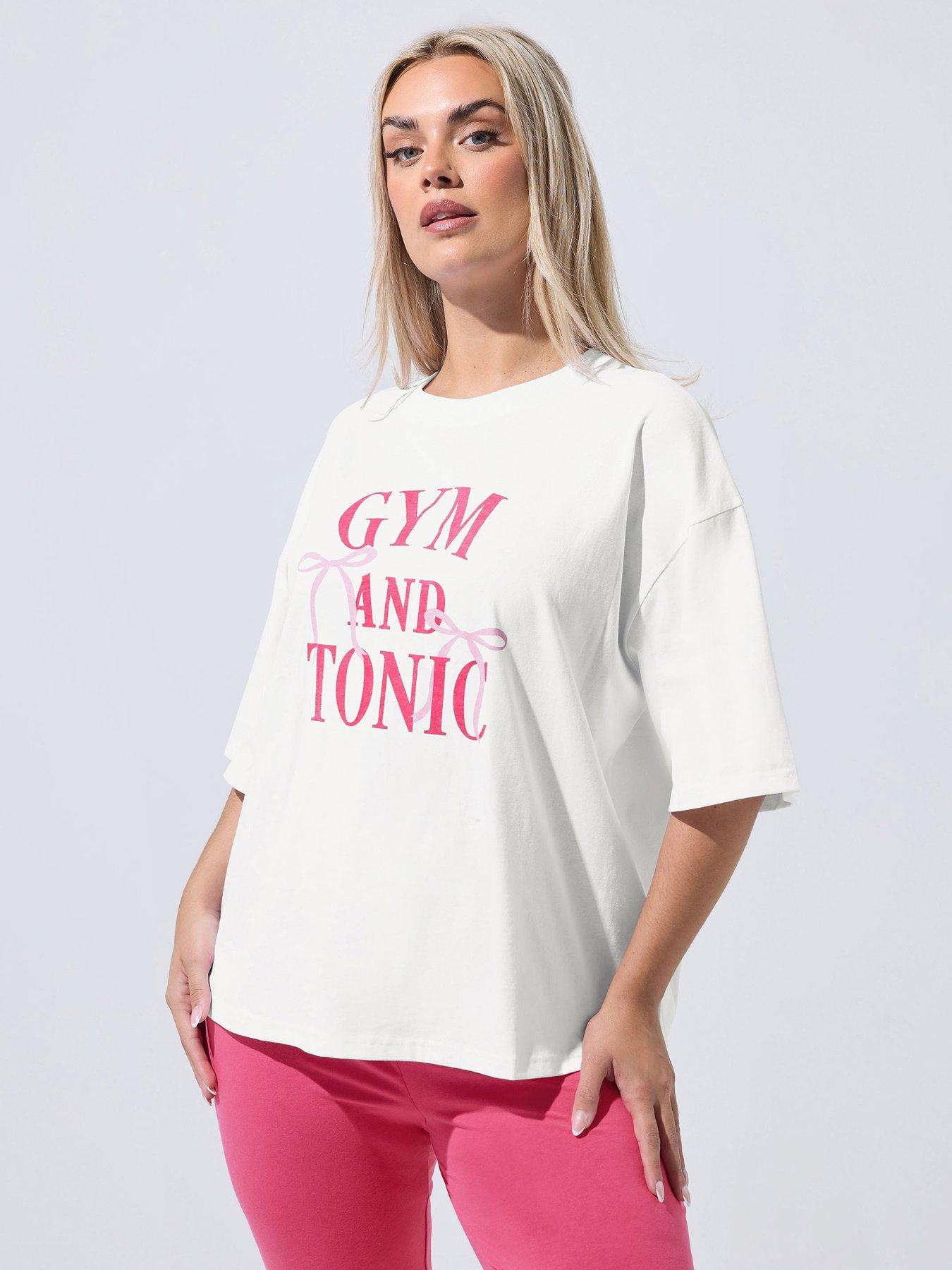 Yours Curve 'gym  &  Tonic' T-shirt - White