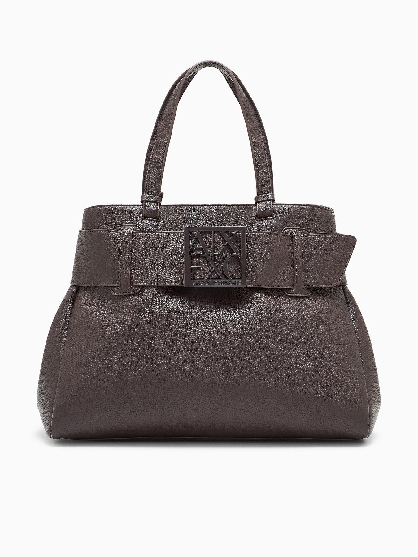 Image 1 of 5 of Armani Exchange Susy Soft Shopping M Bag - Brown