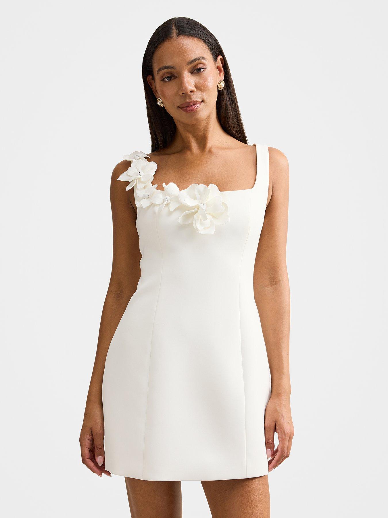 Forever New Melora Flower Mini Dress - White