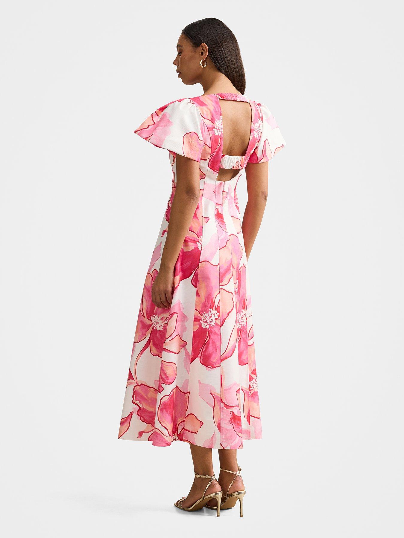 Image 2 of 4 of Forever New Wilda Flutter Sleeve Dress - Pink