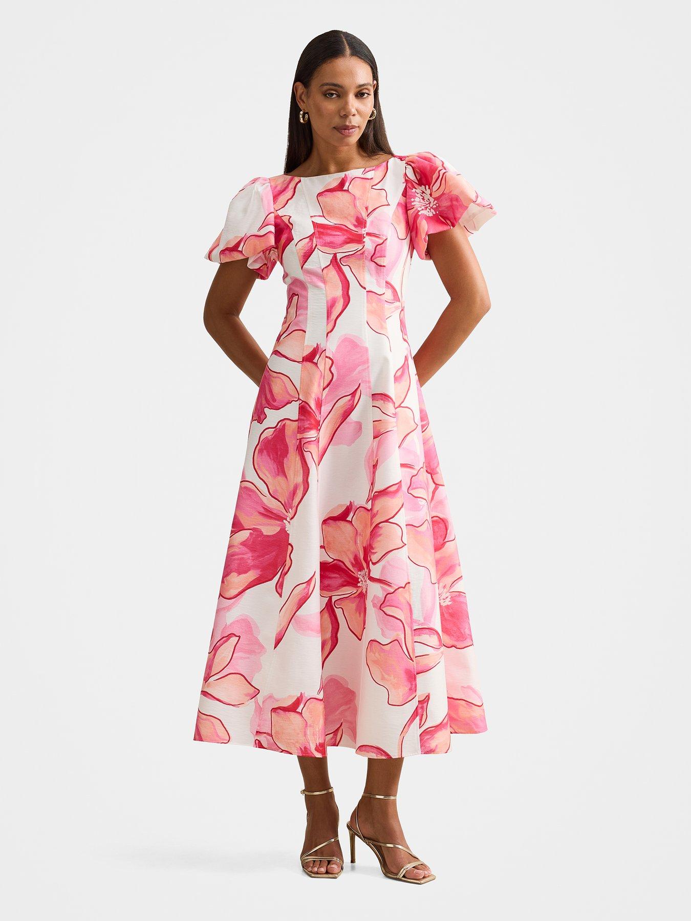 Image 3 of 4 of Forever New Wilda Flutter Sleeve Dress - Pink