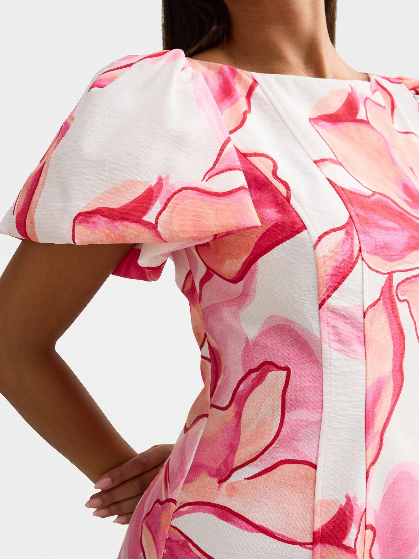 Image 4 of 4 of Forever New Wilda Flutter Sleeve Dress - Pink