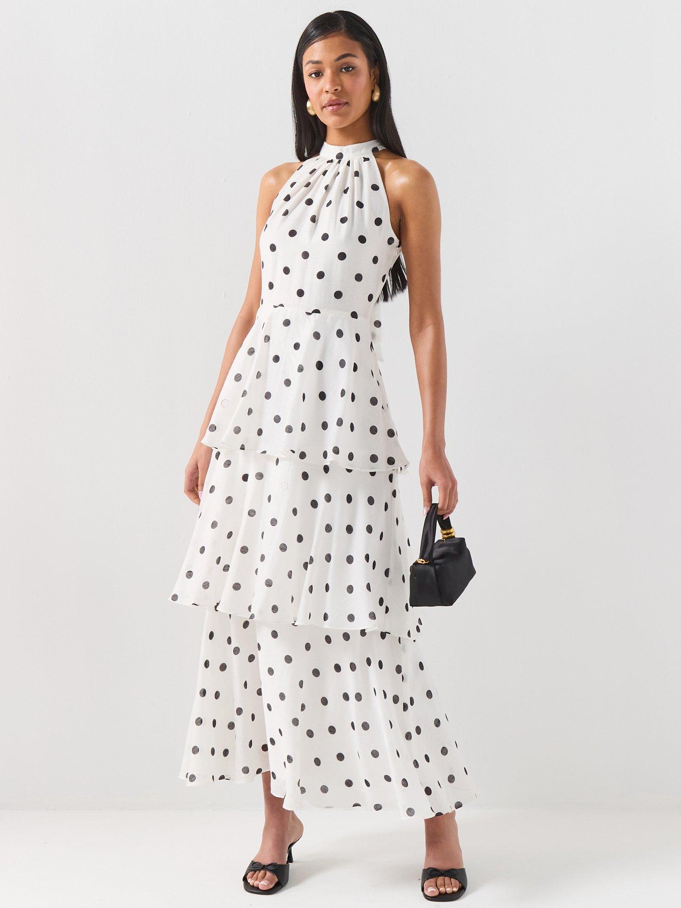 Image 1 of 6 of Forever New Monroe Tier Halter Midi Dress