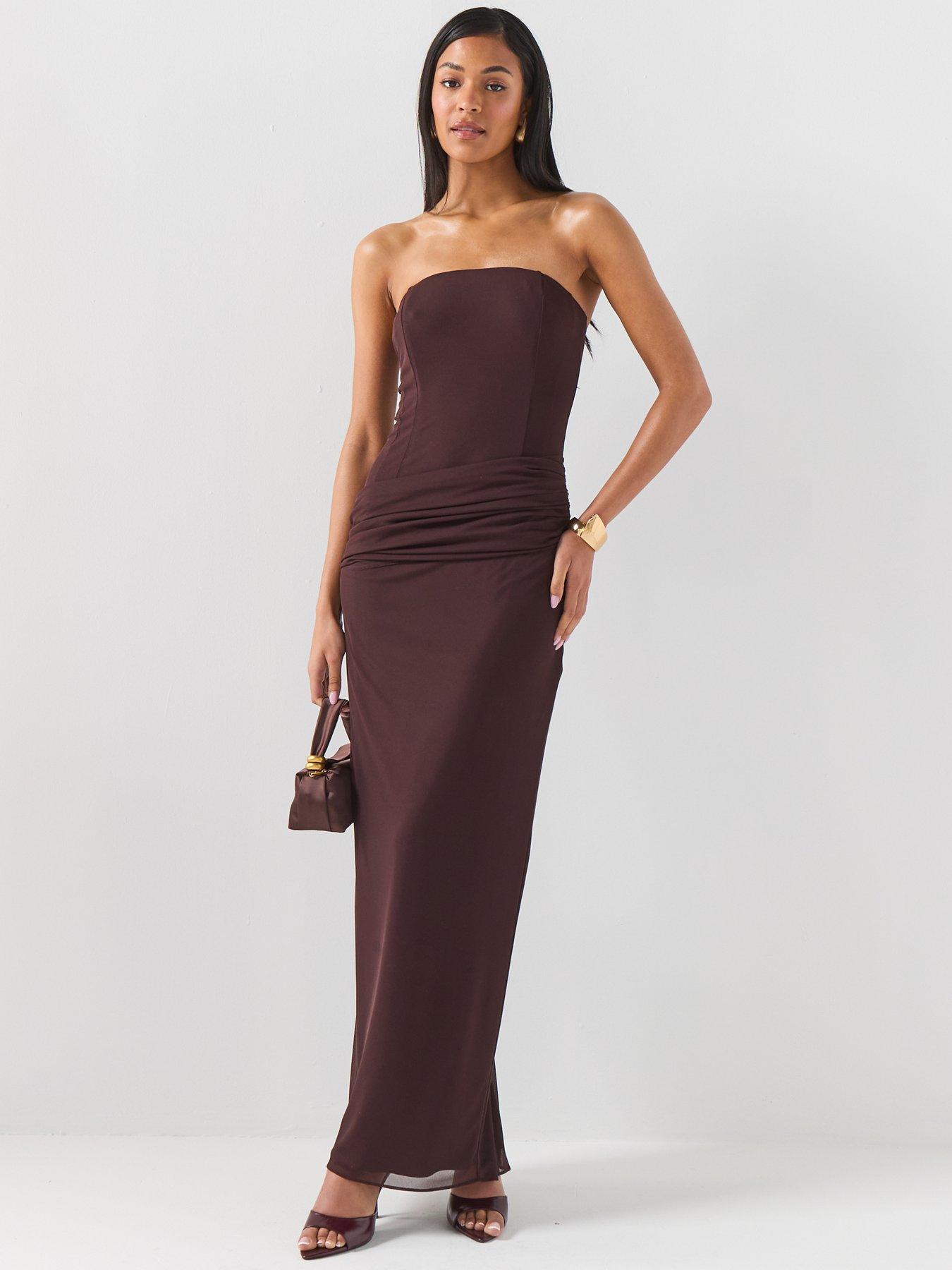 Image 1 of 6 of Forever New Kia Drape Mesh Maxi Dress