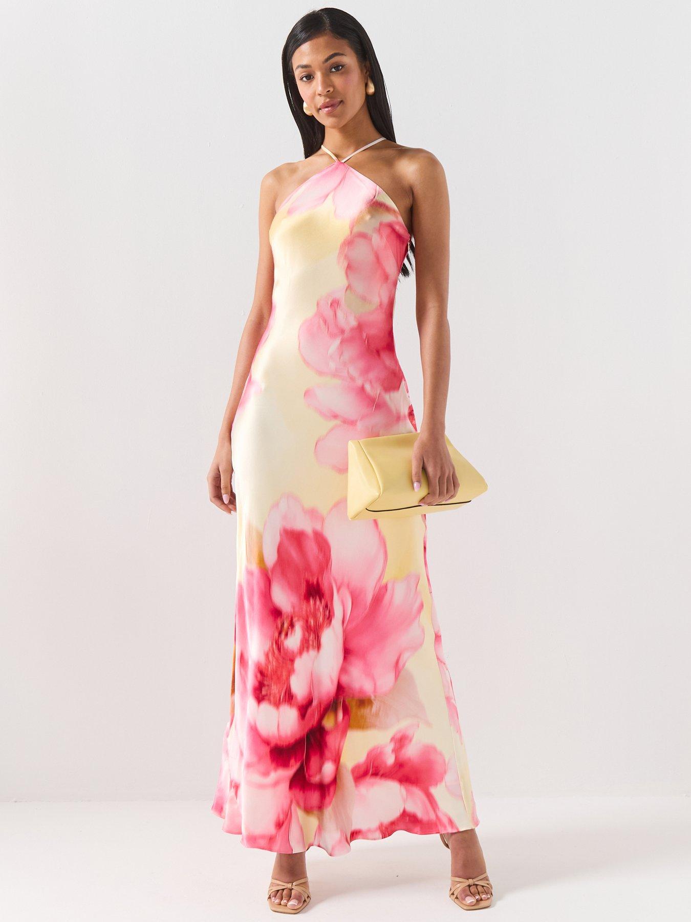 Image 1 of 6 of Forever New Nova Arrow Neck Maxi Dress - Pink