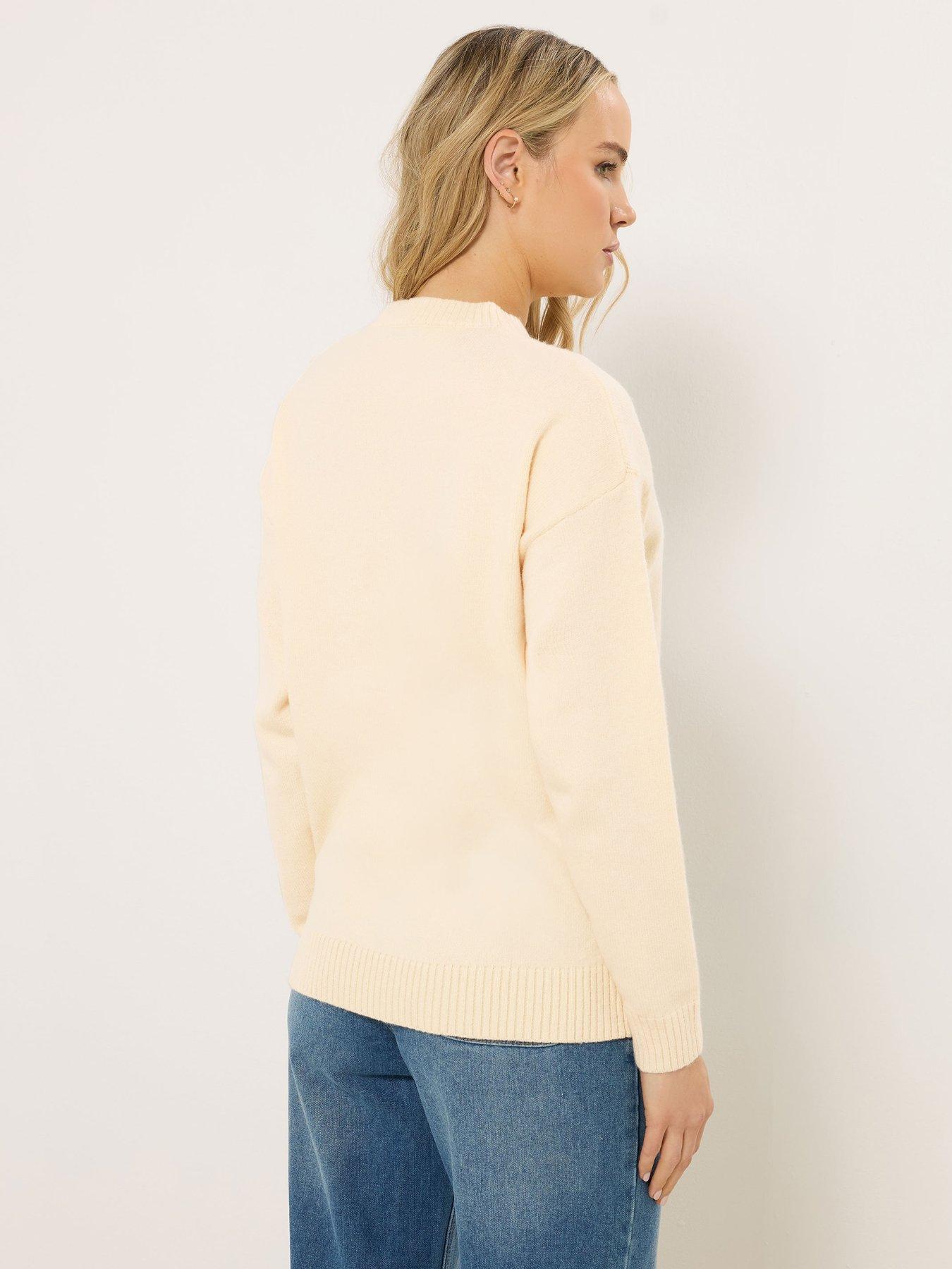 Image 2 of 5 of Long Tall Sally Floral Embroidered Jumper - Cream