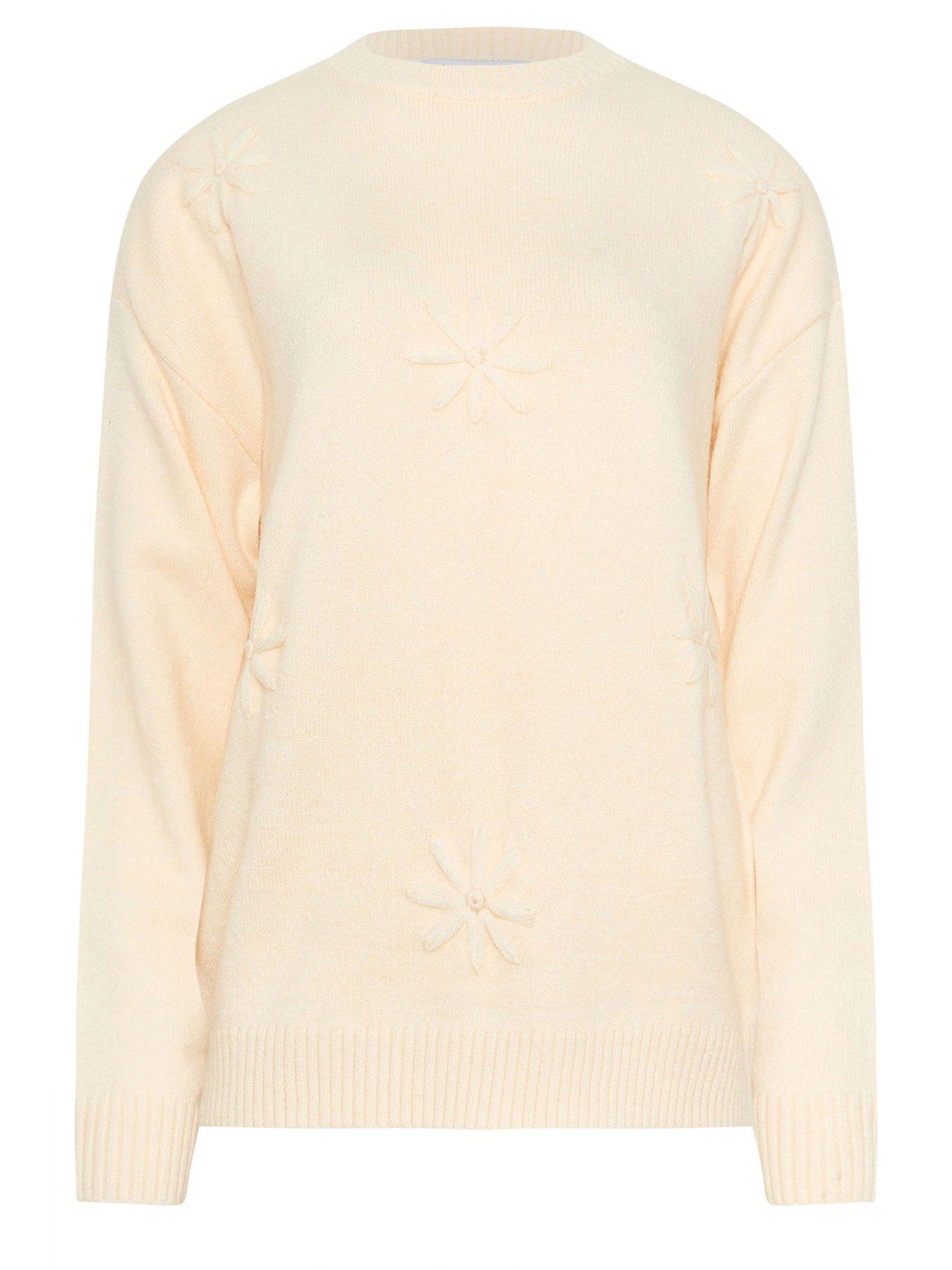 Image 5 of 5 of Long Tall Sally Floral Embroidered Jumper - Cream