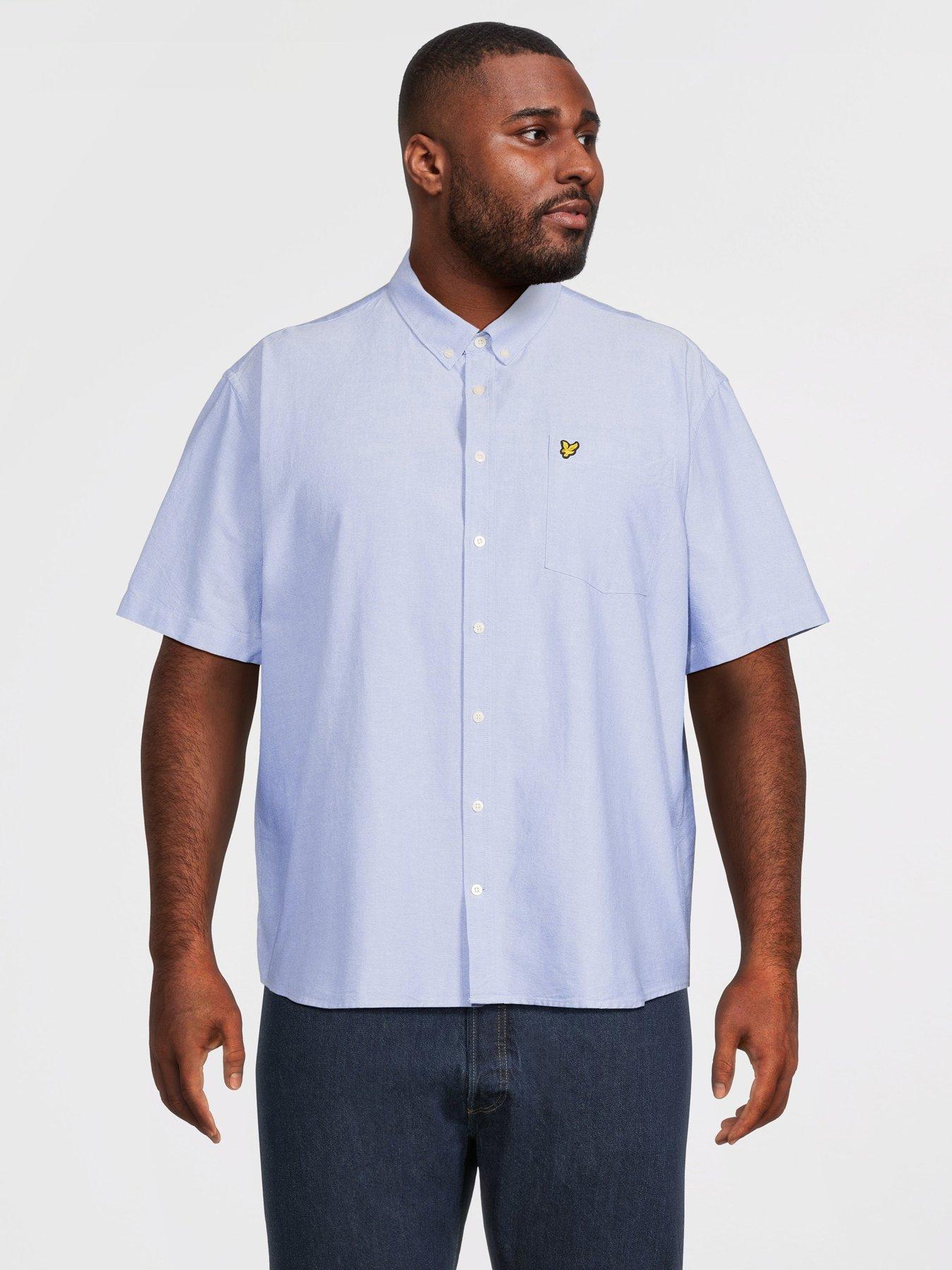 Image 1 of 5 of Lyle & Scott Big &amp; Tall Short Sleeve Oxford Shirt -Blue - Light Blue