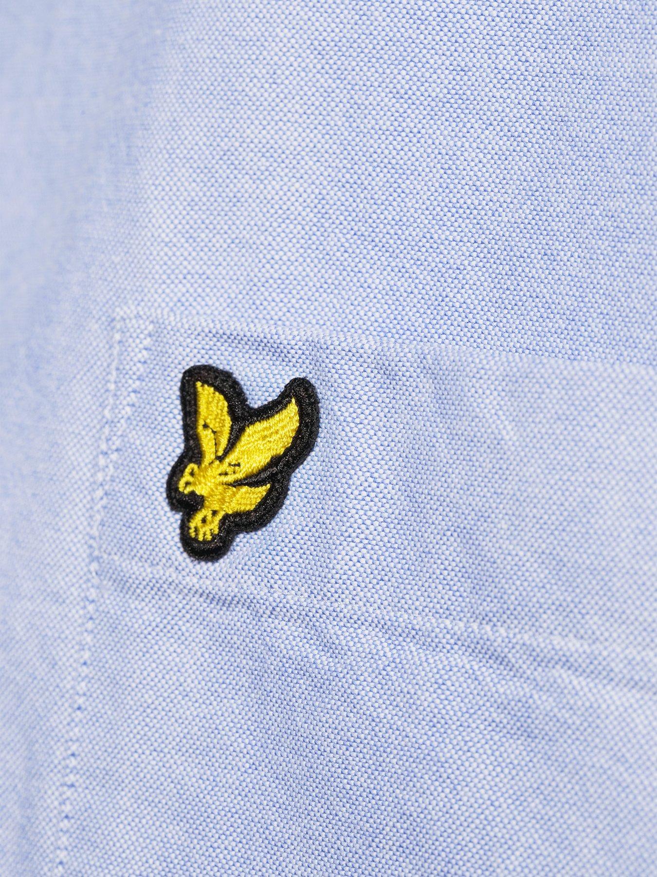 Image 4 of 5 of Lyle & Scott Big &amp; Tall Short Sleeve Oxford Shirt -Blue - Light Blue