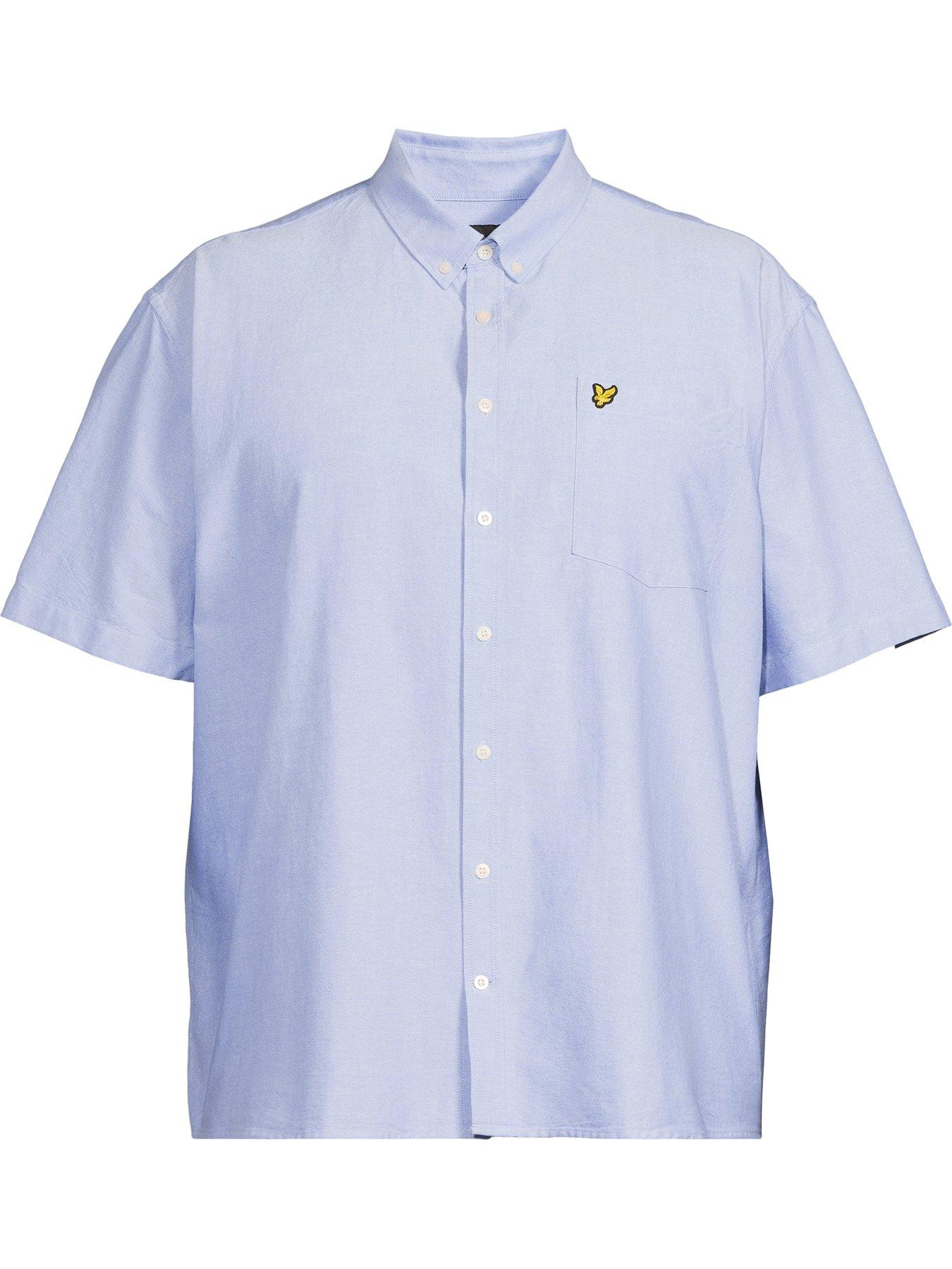 Image 5 of 5 of Lyle & Scott Big &amp; Tall Short Sleeve Oxford Shirt -Blue - Light Blue
