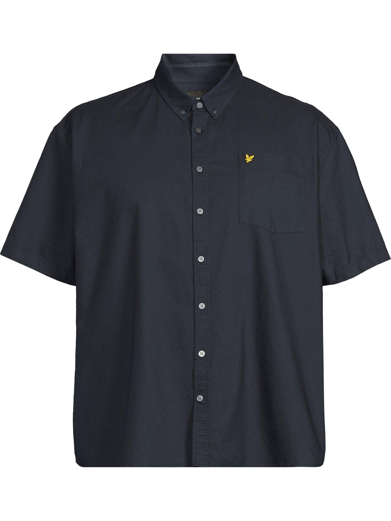 Image 5 of 5 of Lyle & Scott Big &amp; Tall Short Sleeve Oxford Shirt - Navy