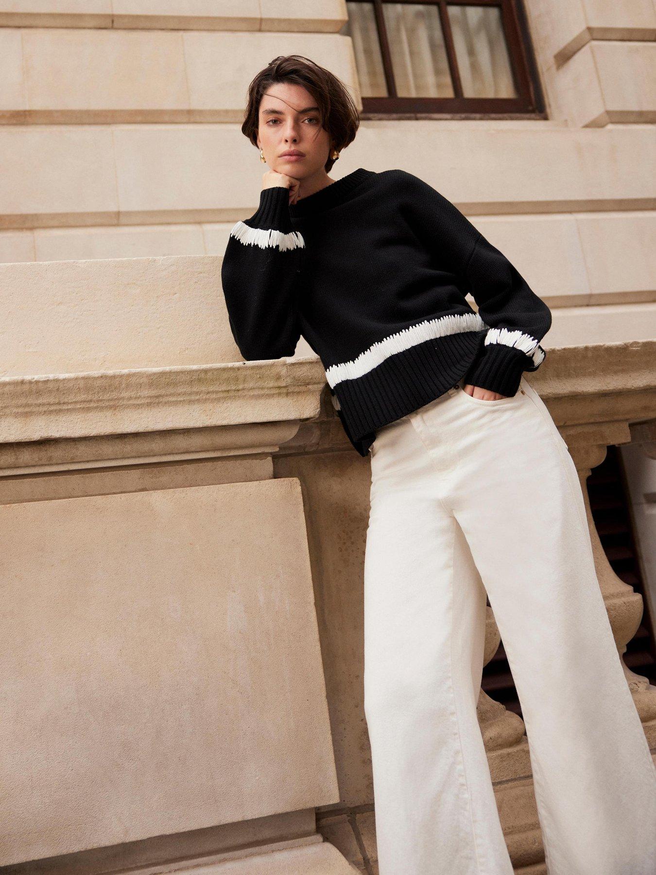 Image 3 of 6 of Mint Velvet Cuff Detail Crew Jumper - Black