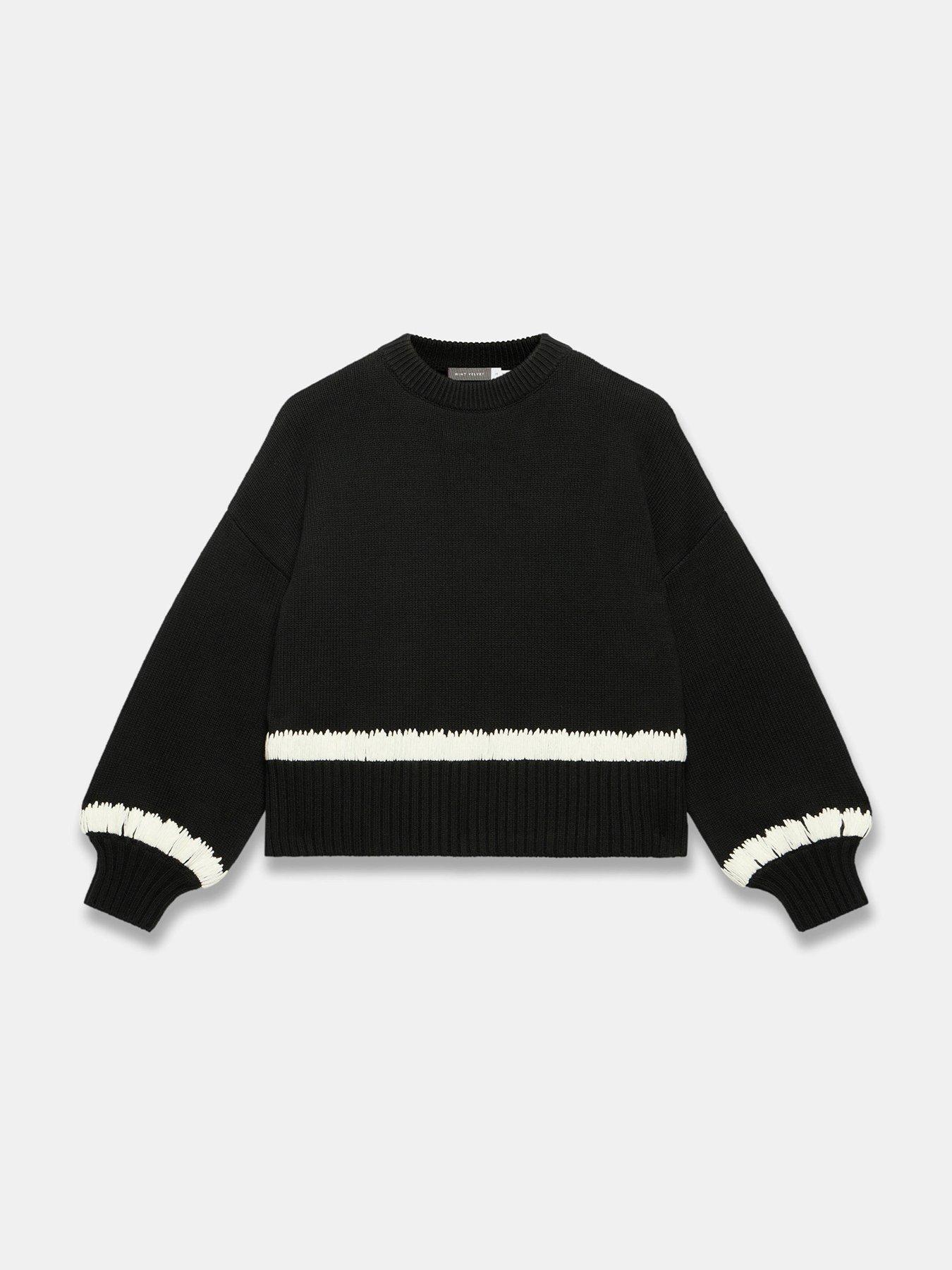 Image 5 of 6 of Mint Velvet Cuff Detail Crew Jumper - Black