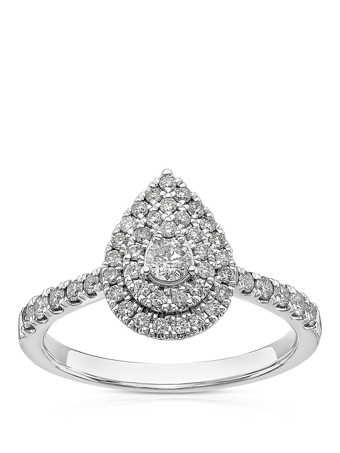 Ernest Jones Engagement Ring Pear Shaped 0.50Ct Diamond Ring - Platinum