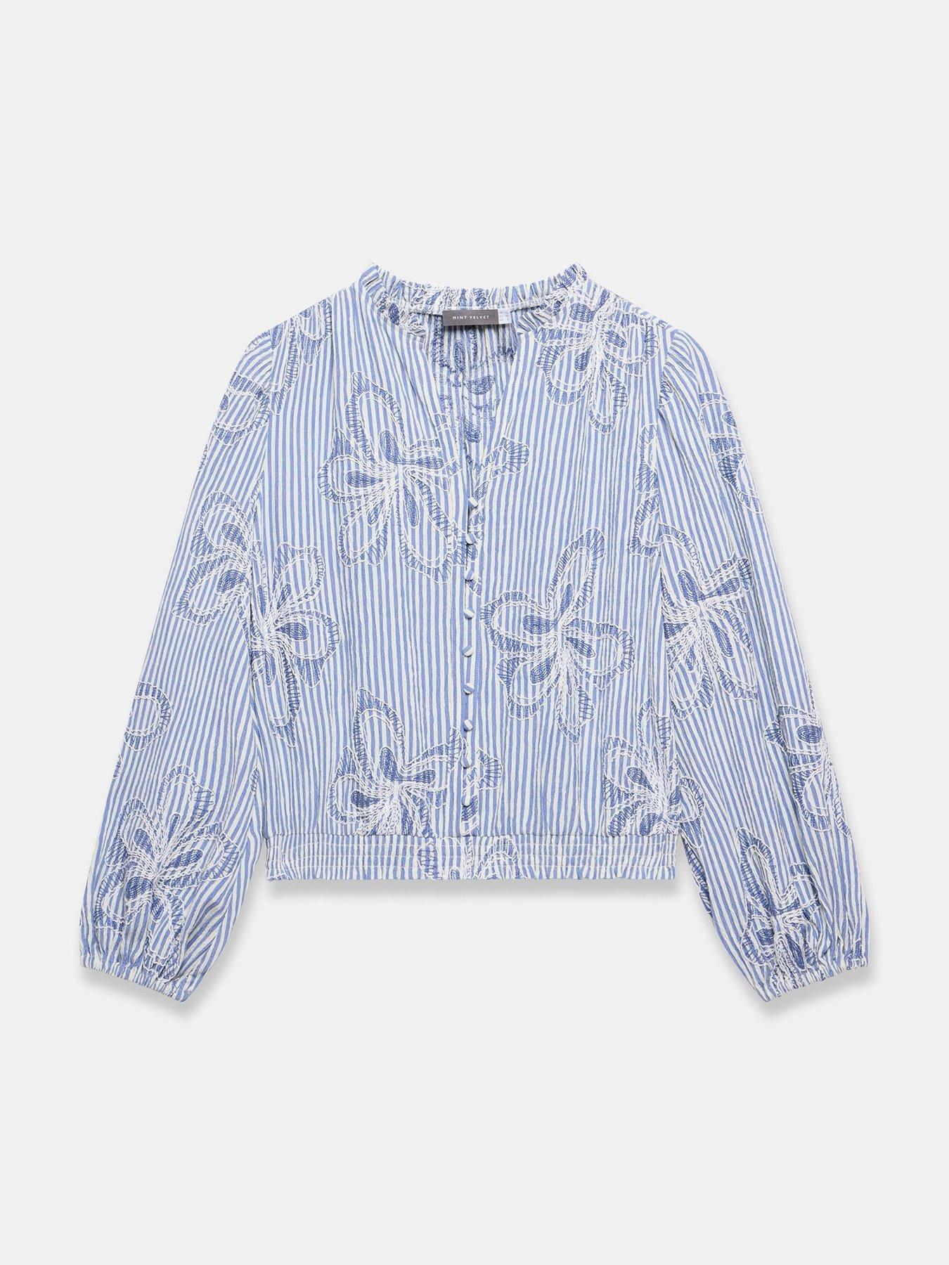 Image 5 of 6 of Mint Velvet Stripe Cornelli Blouse - Blue