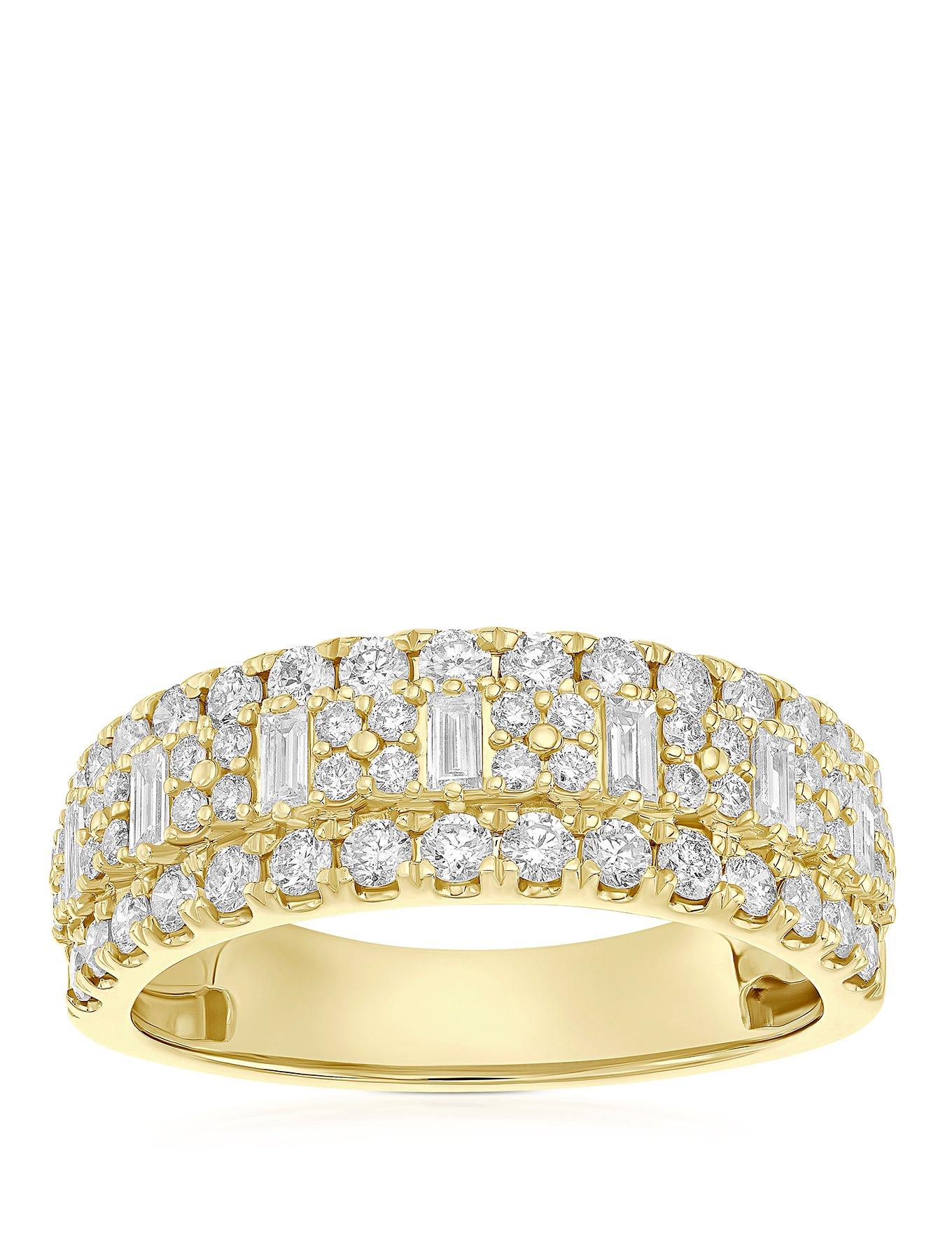 Ernest Jones 14Ct Three Row Eternity 1Ct Diamond Ring - Gold