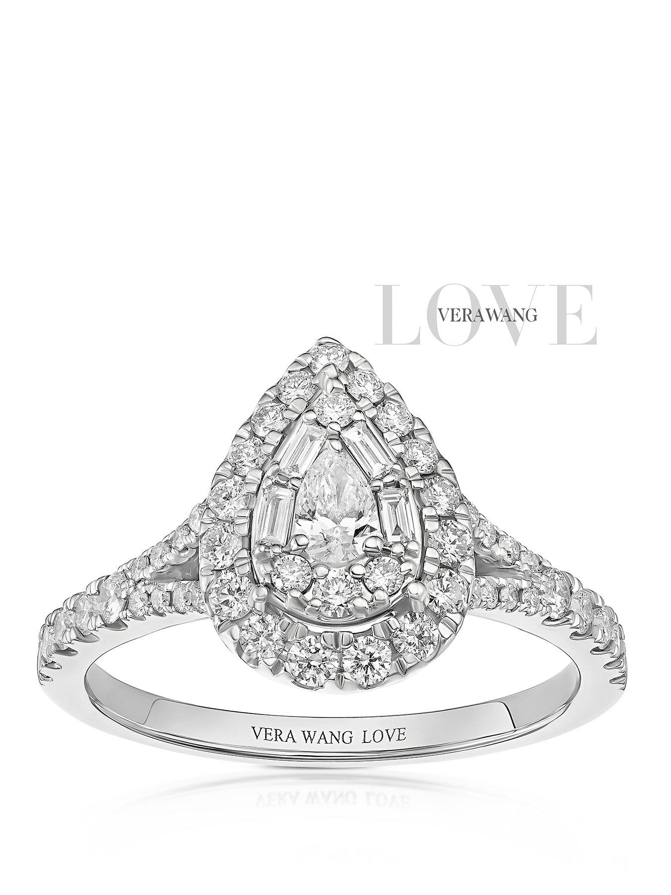 Ernest Jones Vera Wang Cluster Pear Shape 060Ct Diamond Engagement Ring - Platinum
