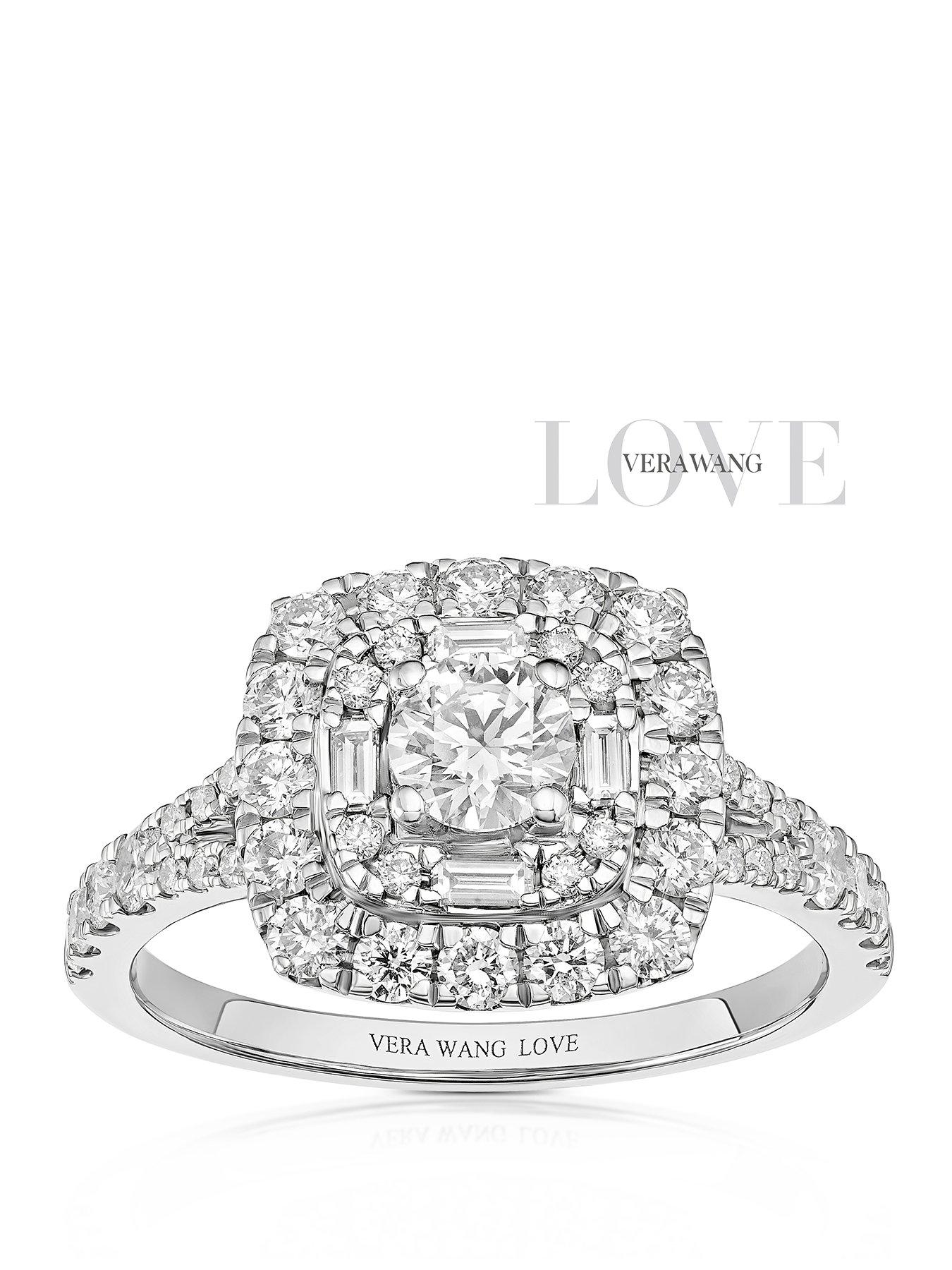 Ernest Jones Engagement Ring Vera Wang Double Halo Cushion Shape 1Ct Diamond Ring - Platinum